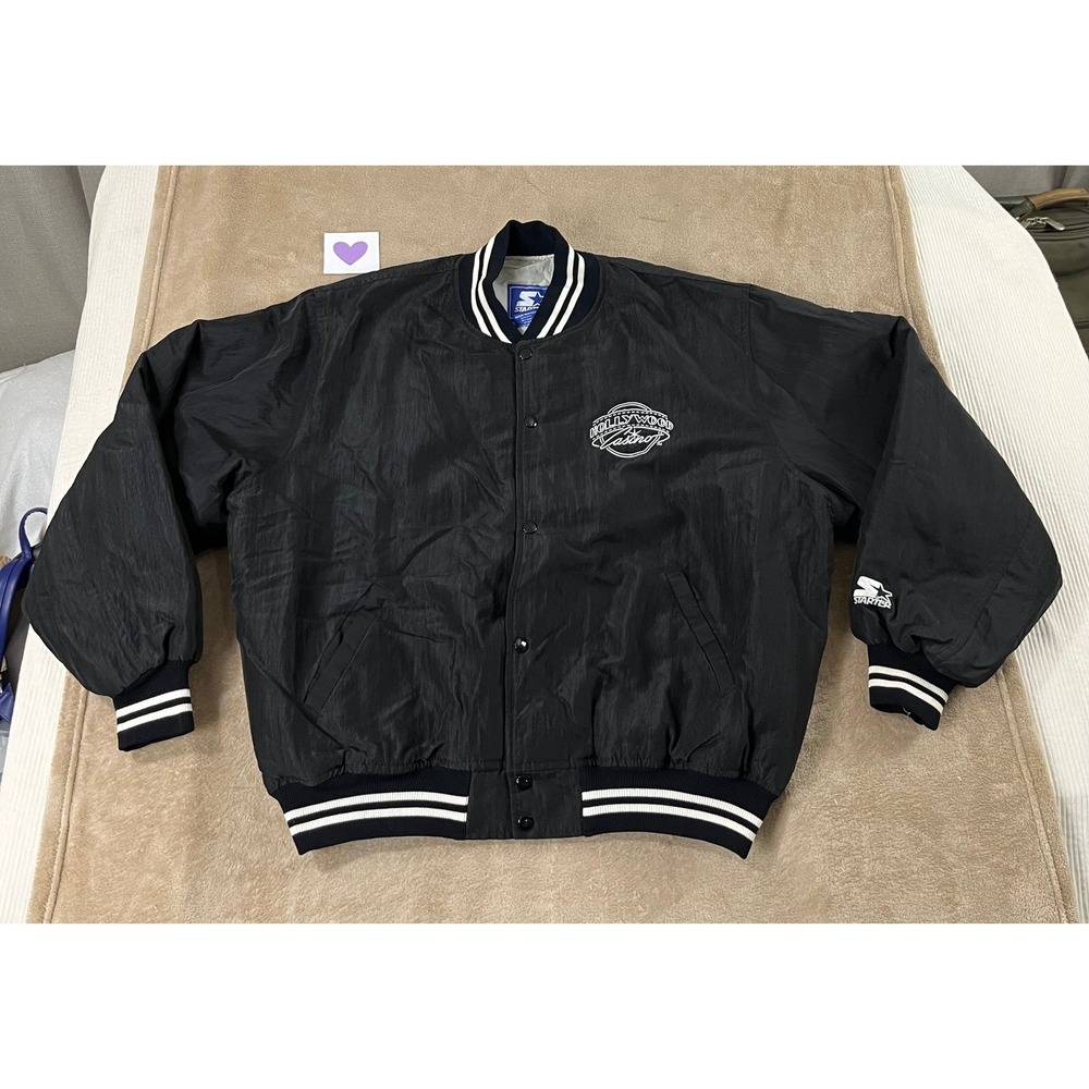 Vintage Starter Hollywood Casino Sports Club Bomber Jacket Black XL USA EUC
